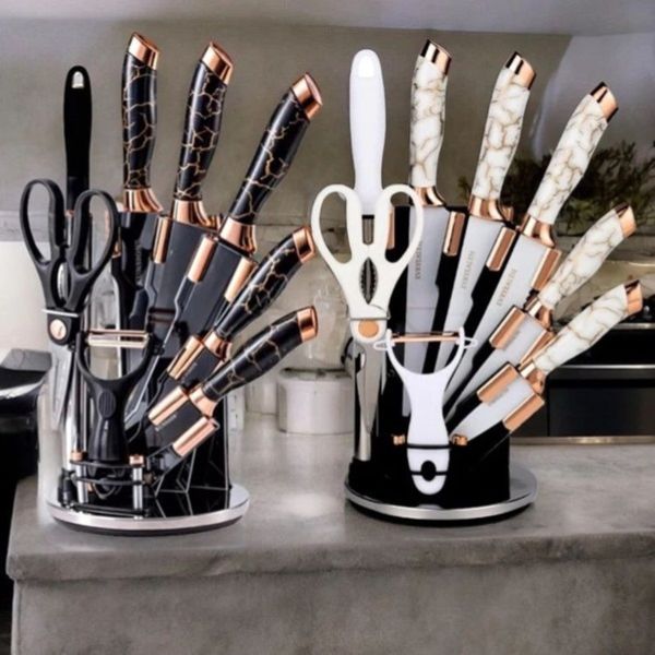 SET DE CUCHILLOS DE LUJO CON DISEÑO DE MÁRMOL